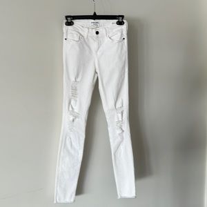 Frame Denim White Distressed Le Skinny Jeans - Size 26